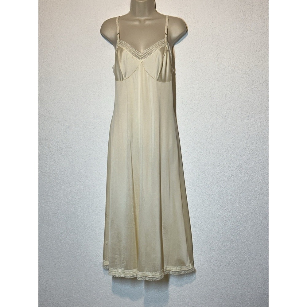 Vintage Jenelle of California Slip Dress 34 Tall Ivory Lace Coquette Cottagecore